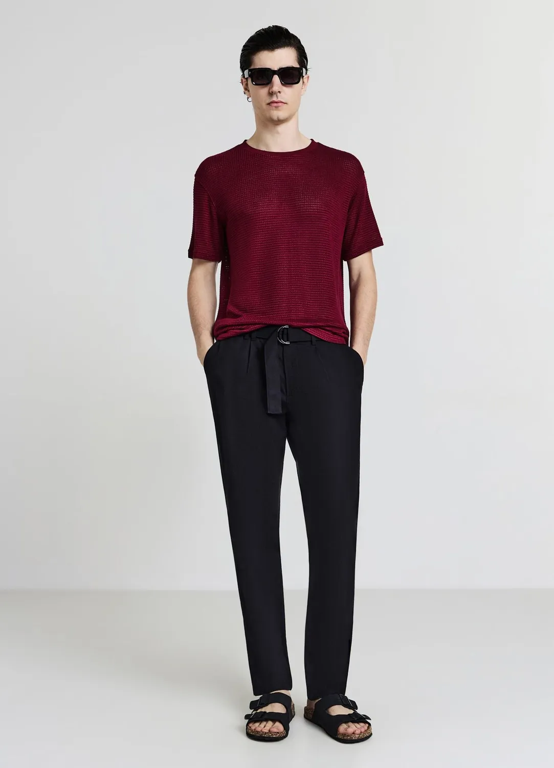 Calliope T-Shirt Texturé Col Rond T-Shirt Homme Uni