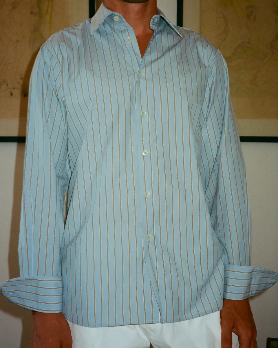 Erevan Elton Chambray Bleu chemise chambray homme