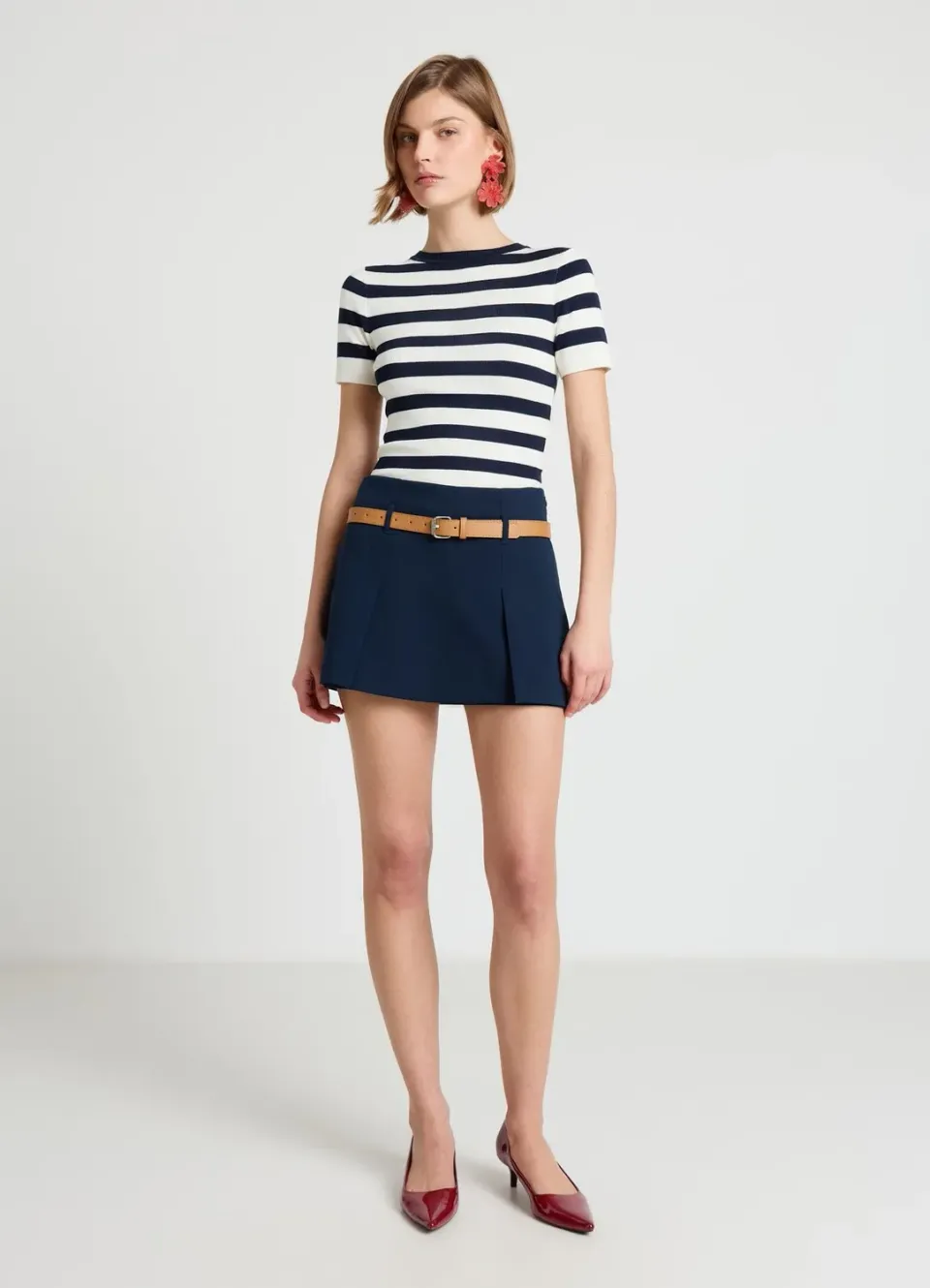 Calliope jupe-short à ceinture femme plissé mini