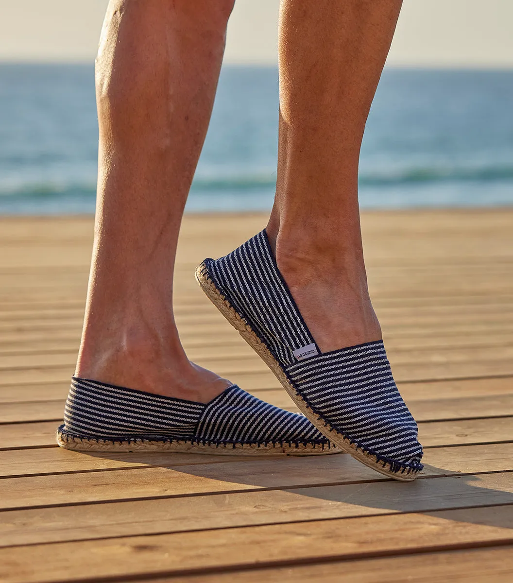 Cocorico Rayé Fine espadrille homme bleu coton