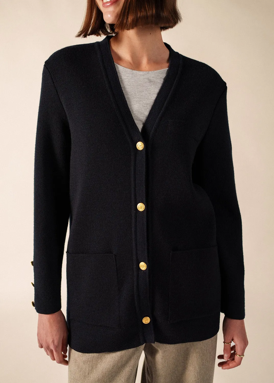 Saint James Palerme veste boutonnée navy 100% laine