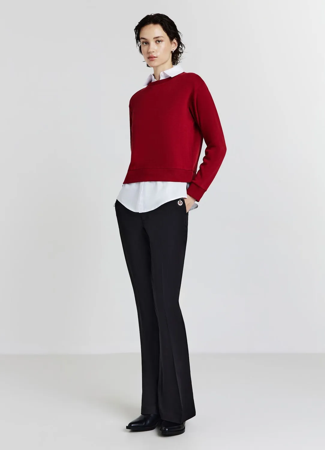 Calliope sweat femme col chemise uni