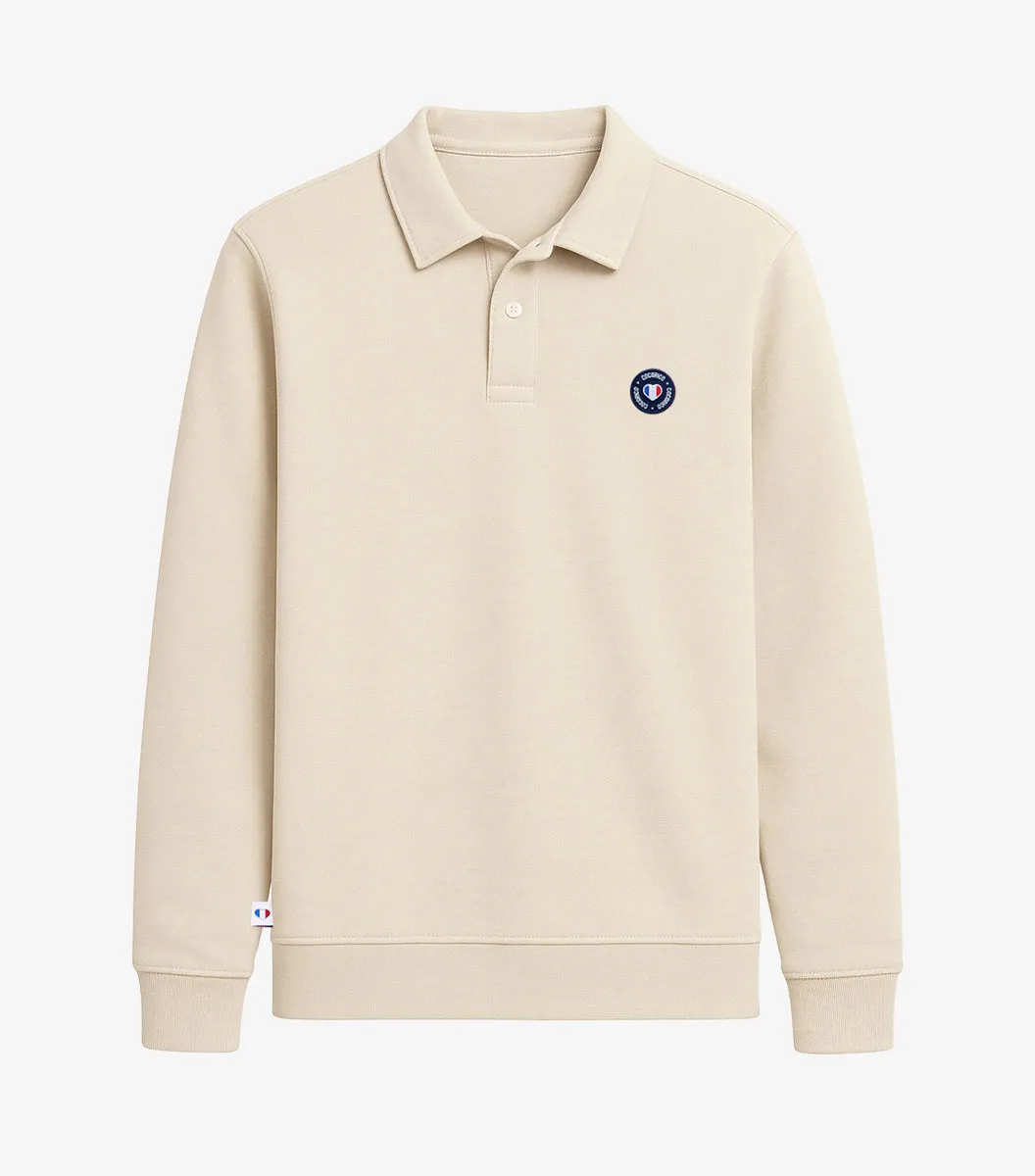 Cocorico Blason sweat polo homme beige coton