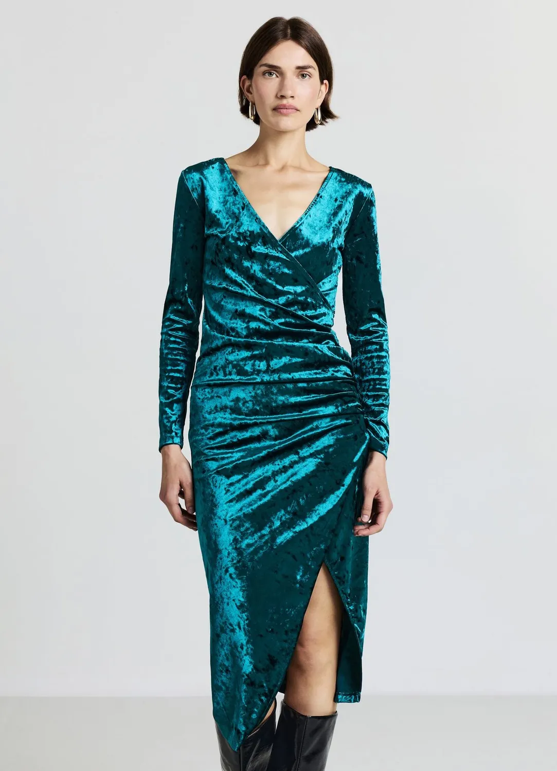 Calliope Robe Longue Croisée Femme Chenille Brillante