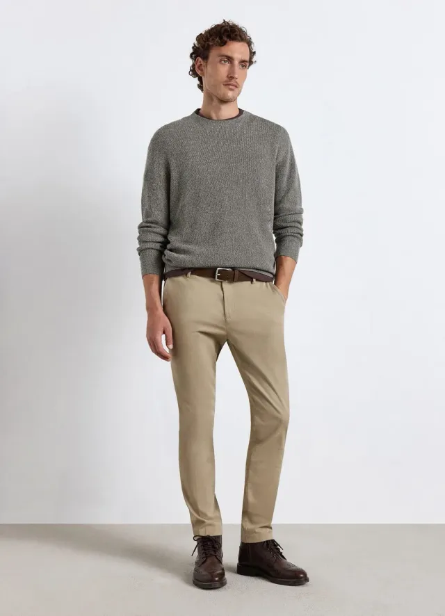 Calliope pull homme col rond uni manches longues