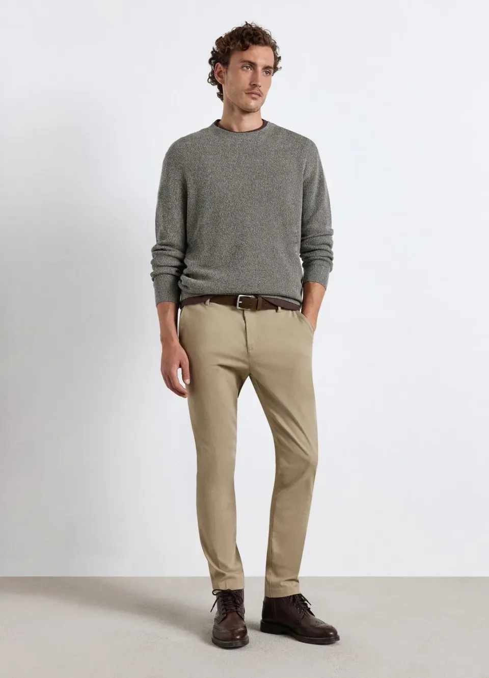 Calliope pull homme col rond uni manches longues
