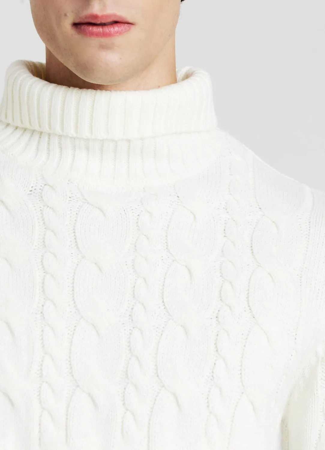 Calliope pull col roulé torsades homme