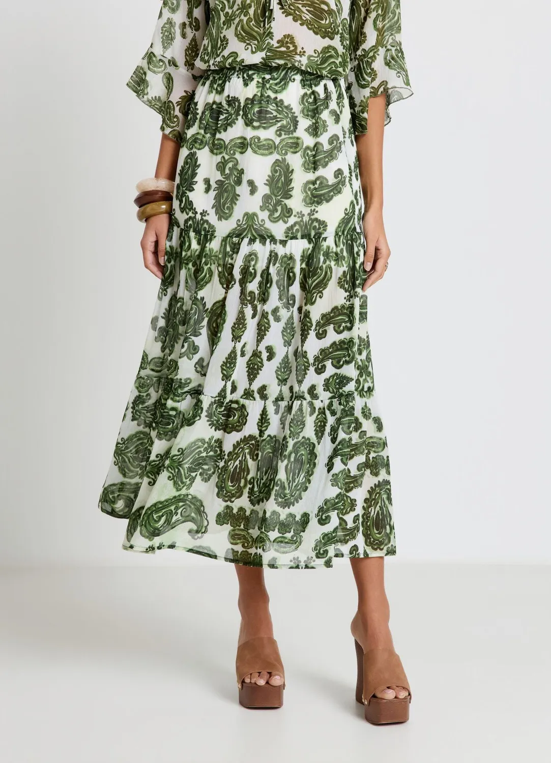 Calliope jupe longue femme volants paisley