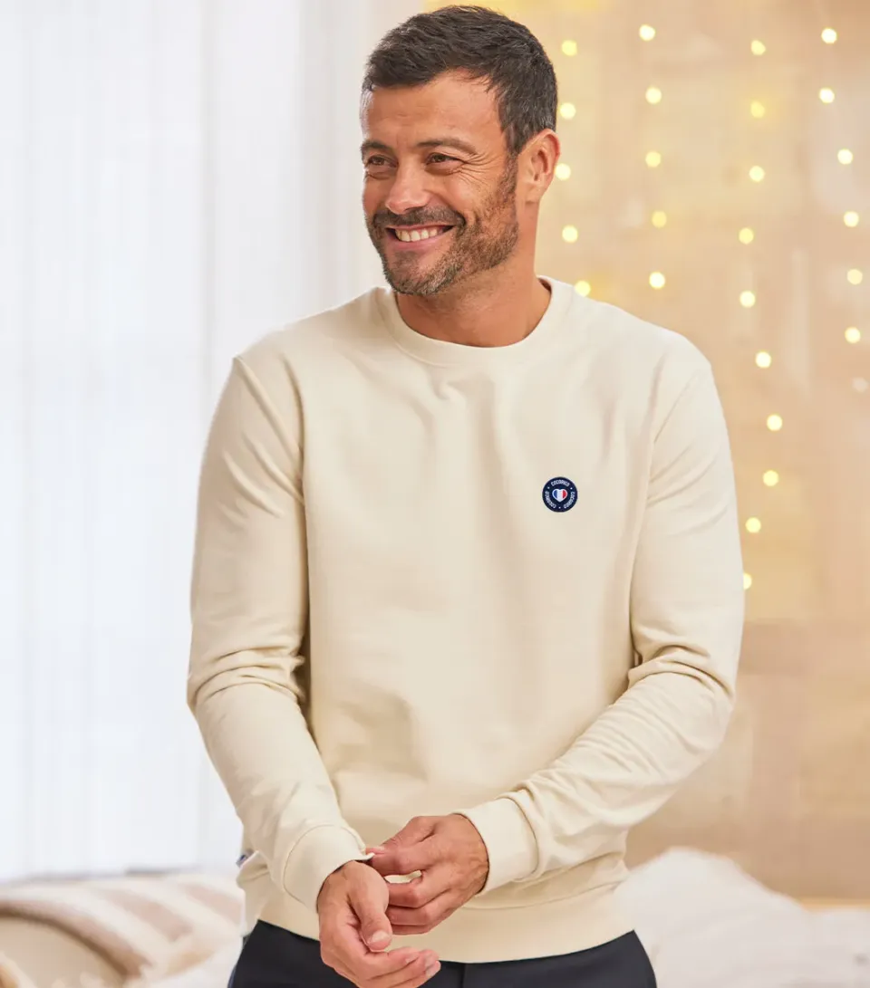 Cocorico Blason sweat homme sable coton coupe droite