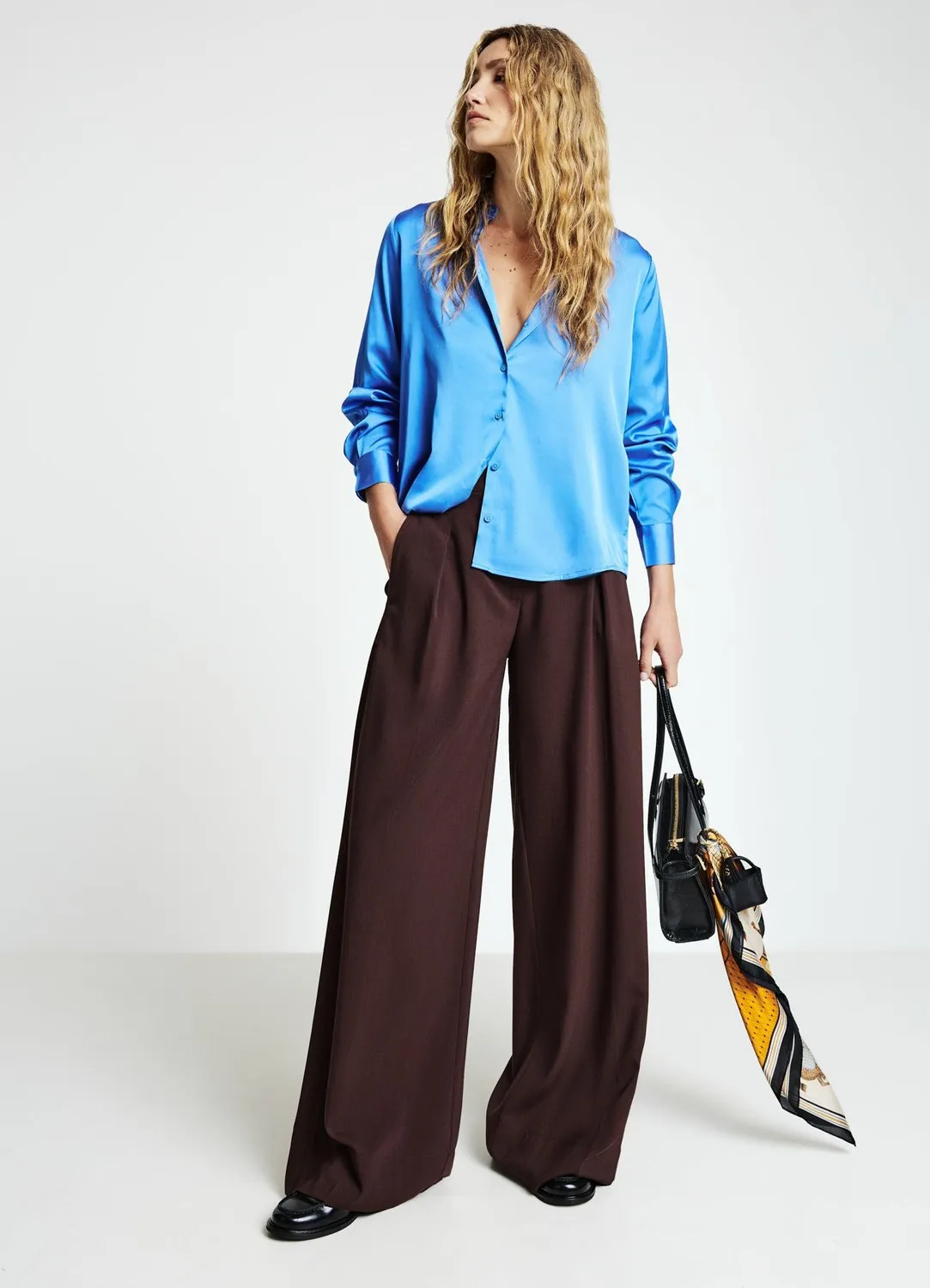 Calliope pantalon palazzo à pinces large fluide femme