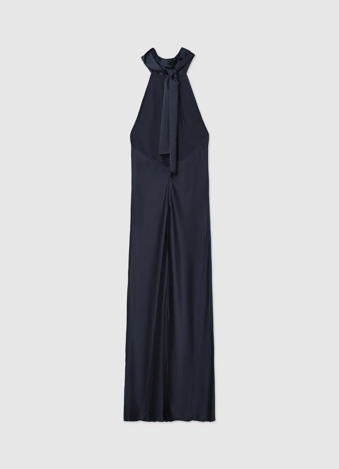 Calliope robe longue halterneck effet satiné unie