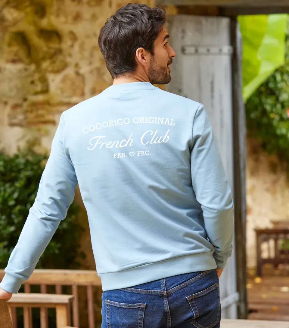 Cocorico French Club sweat homme Ciel coton