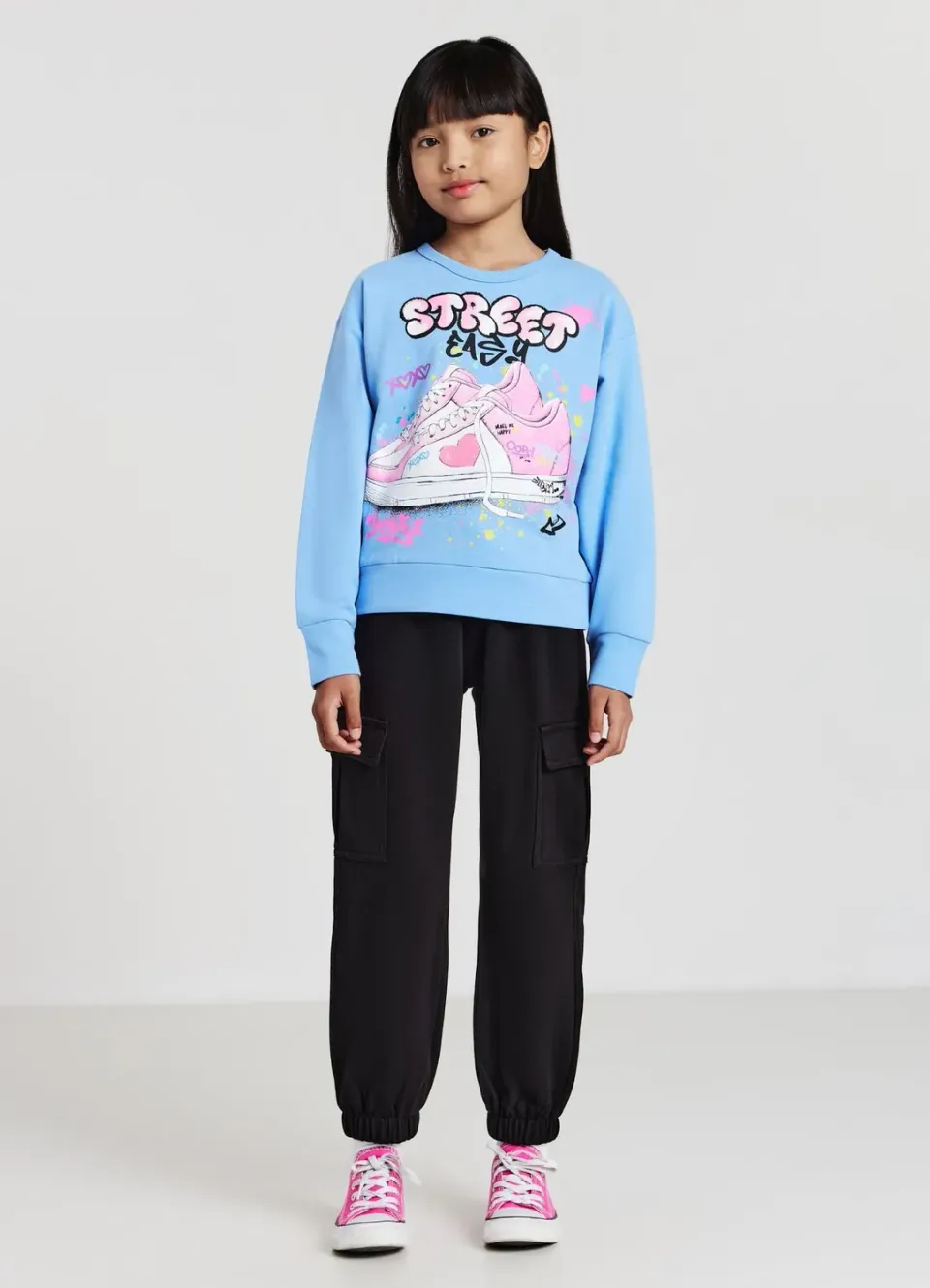 Calliope sweat imprimé fille manches longues 4-5 ans coton