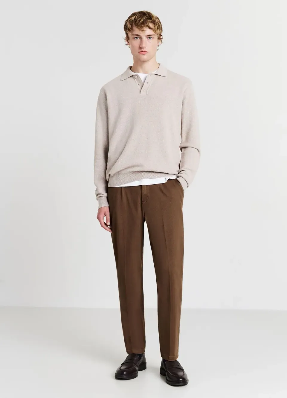 Calliope polo maille 3 boutons homme manches longues