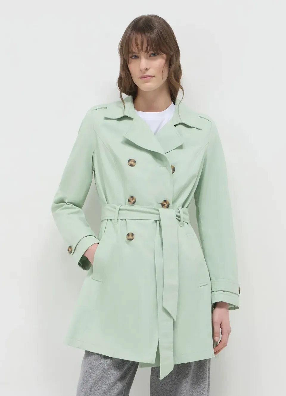 Calliope trench femme coton uni ceinturé