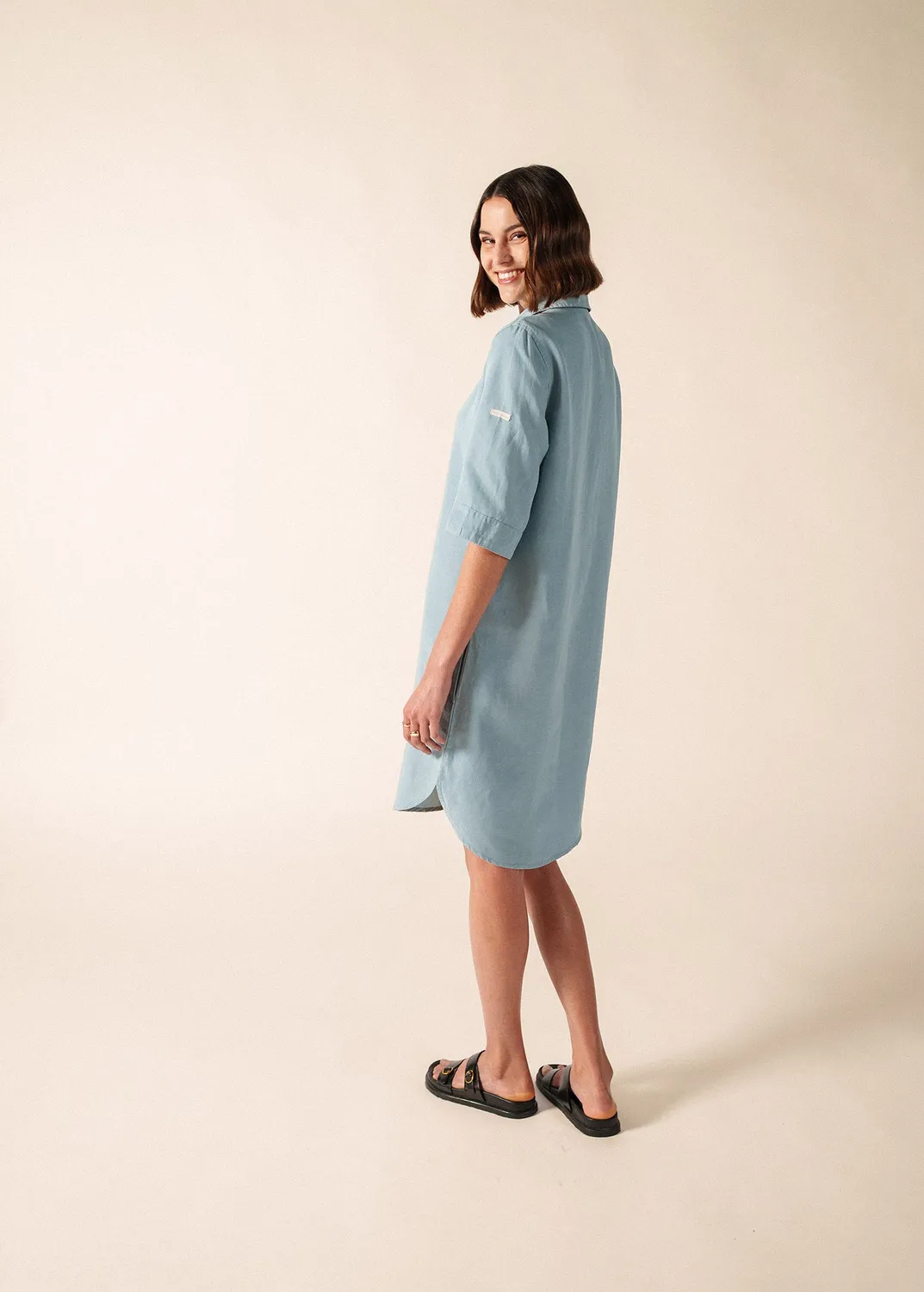 Saint James Léonie robe celeste lin lyocell