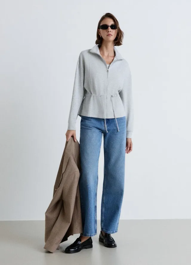 Calliope Sweat femme zippé col montant uni