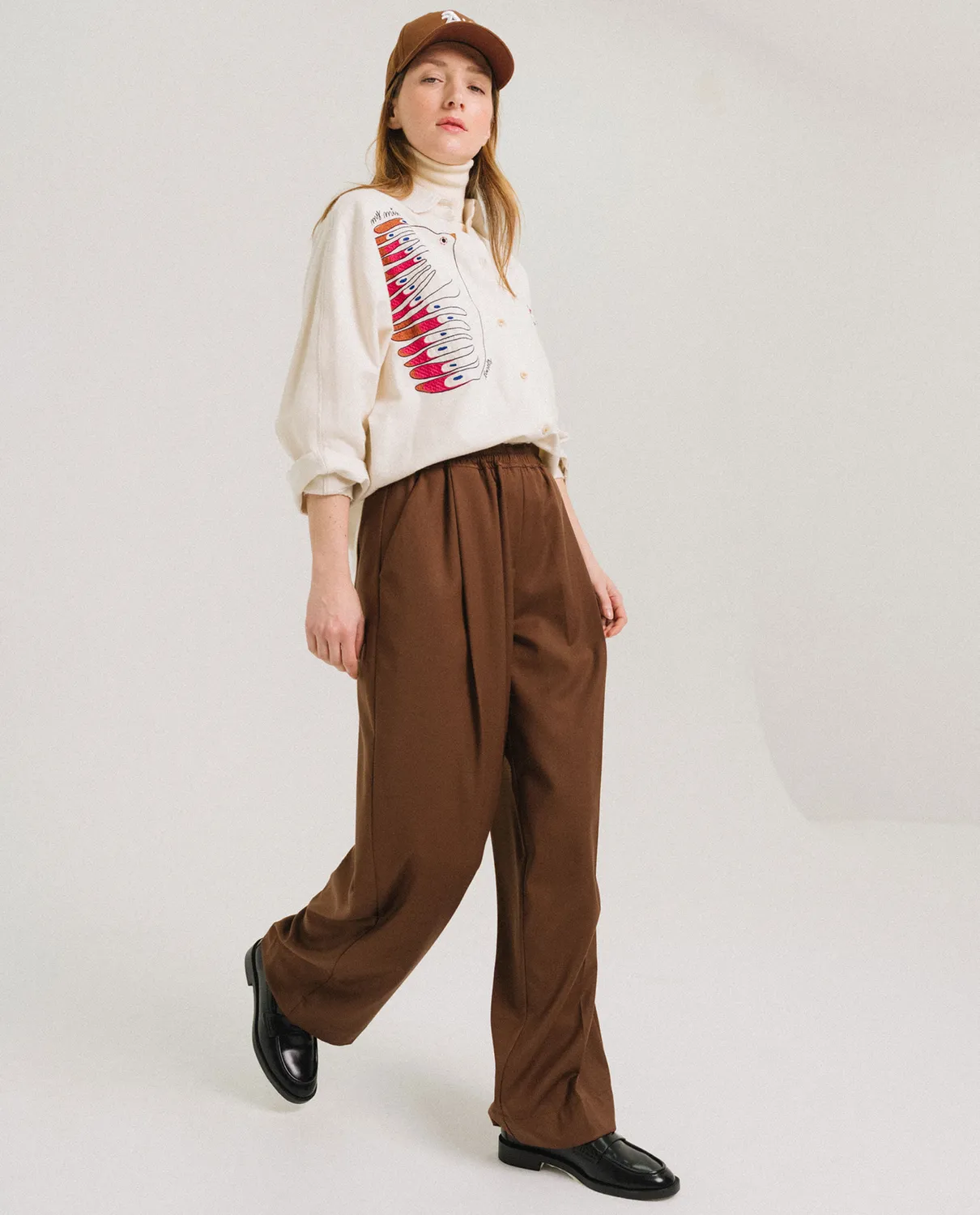Tinsels Faune chemise Ecru flanelle brodée