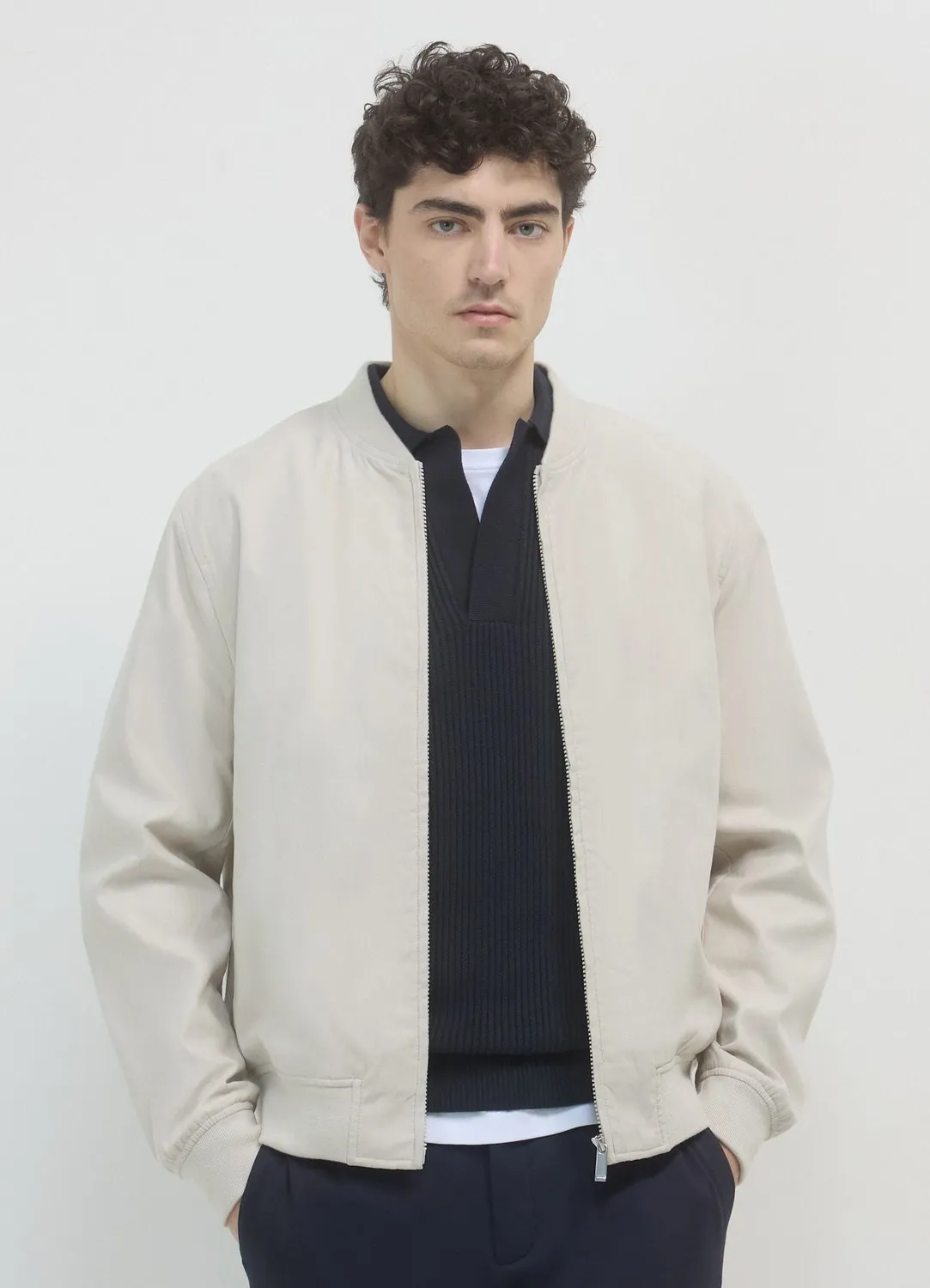 Calliope Bomber homme simili daim coupe droite