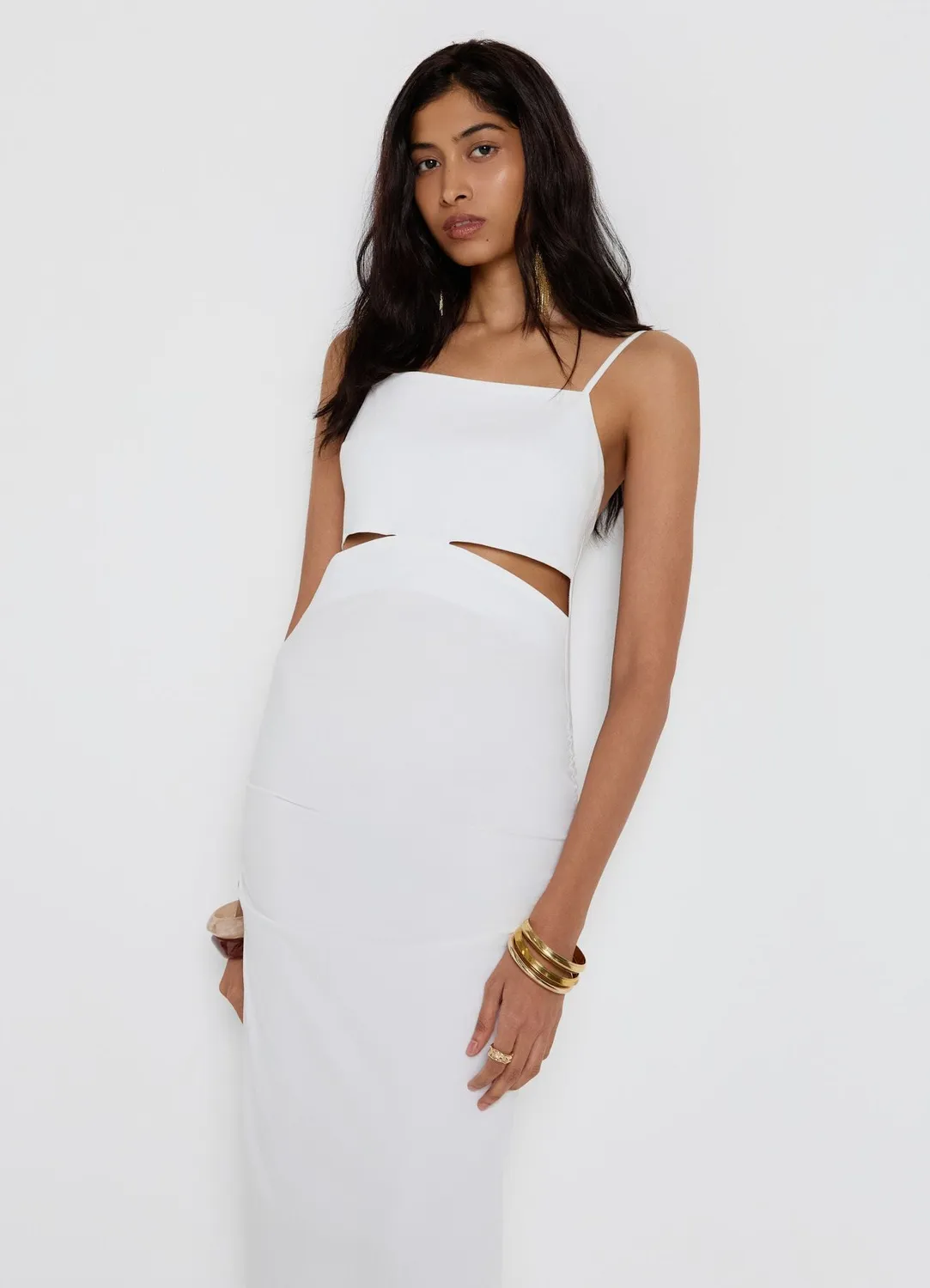 Calliope robe longue fente été cut-out bretelles fines