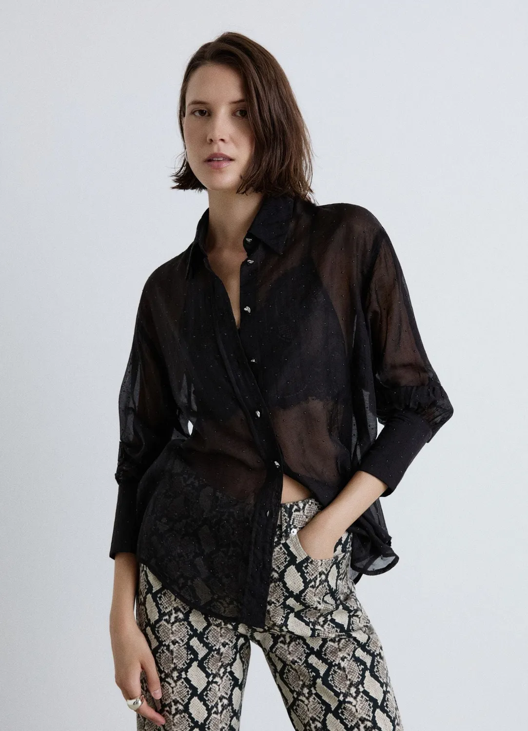Calliope chemise transparente strass femme