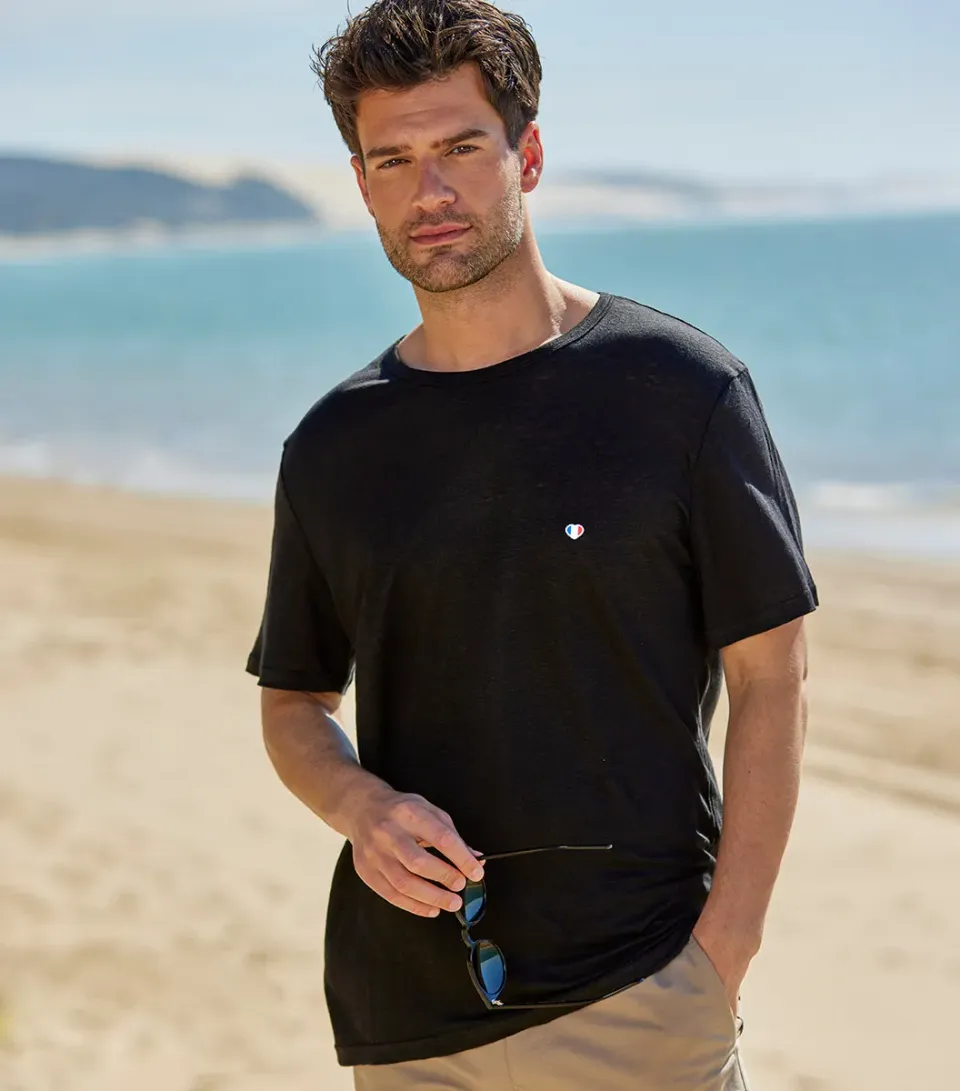 Cocorico Iconique t-shirt homme noir lin