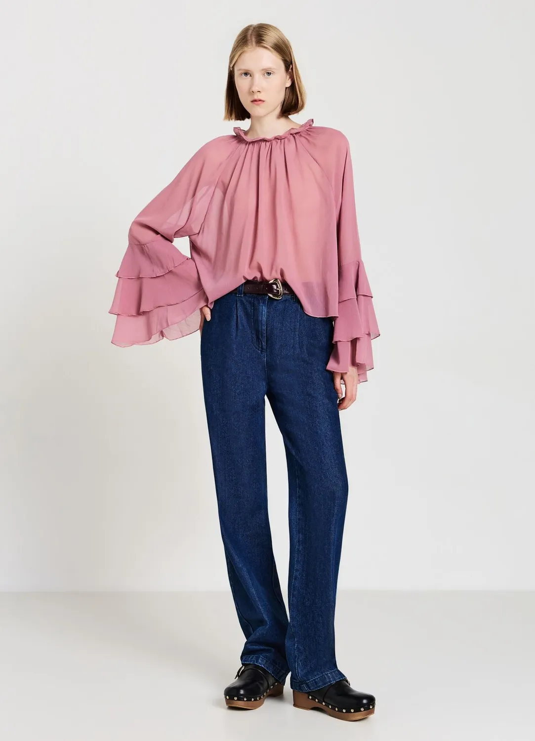 Calliope jean droit pinces femme bouton