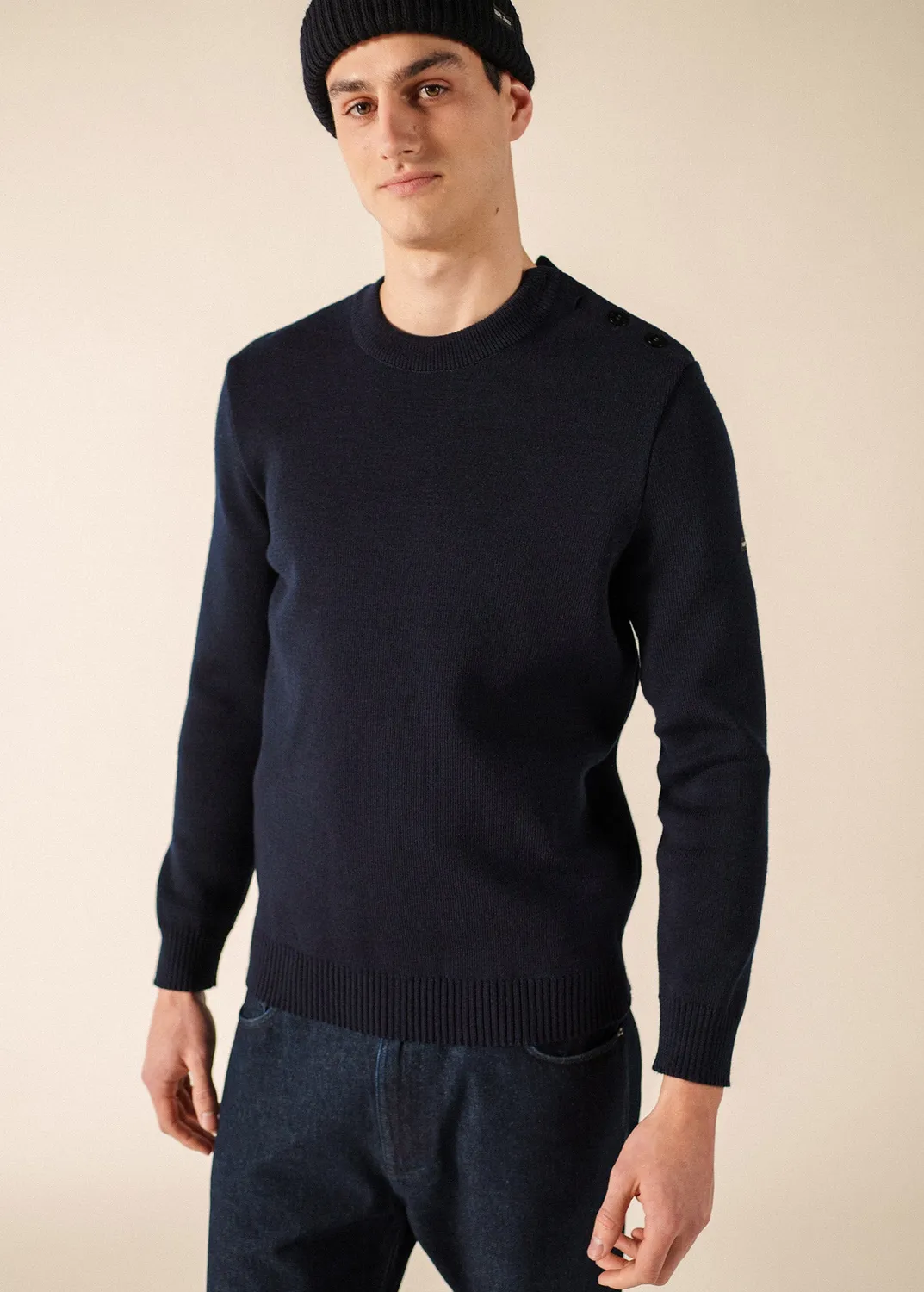 Saint James Cancale Equipage pull marin marine/ecru laine