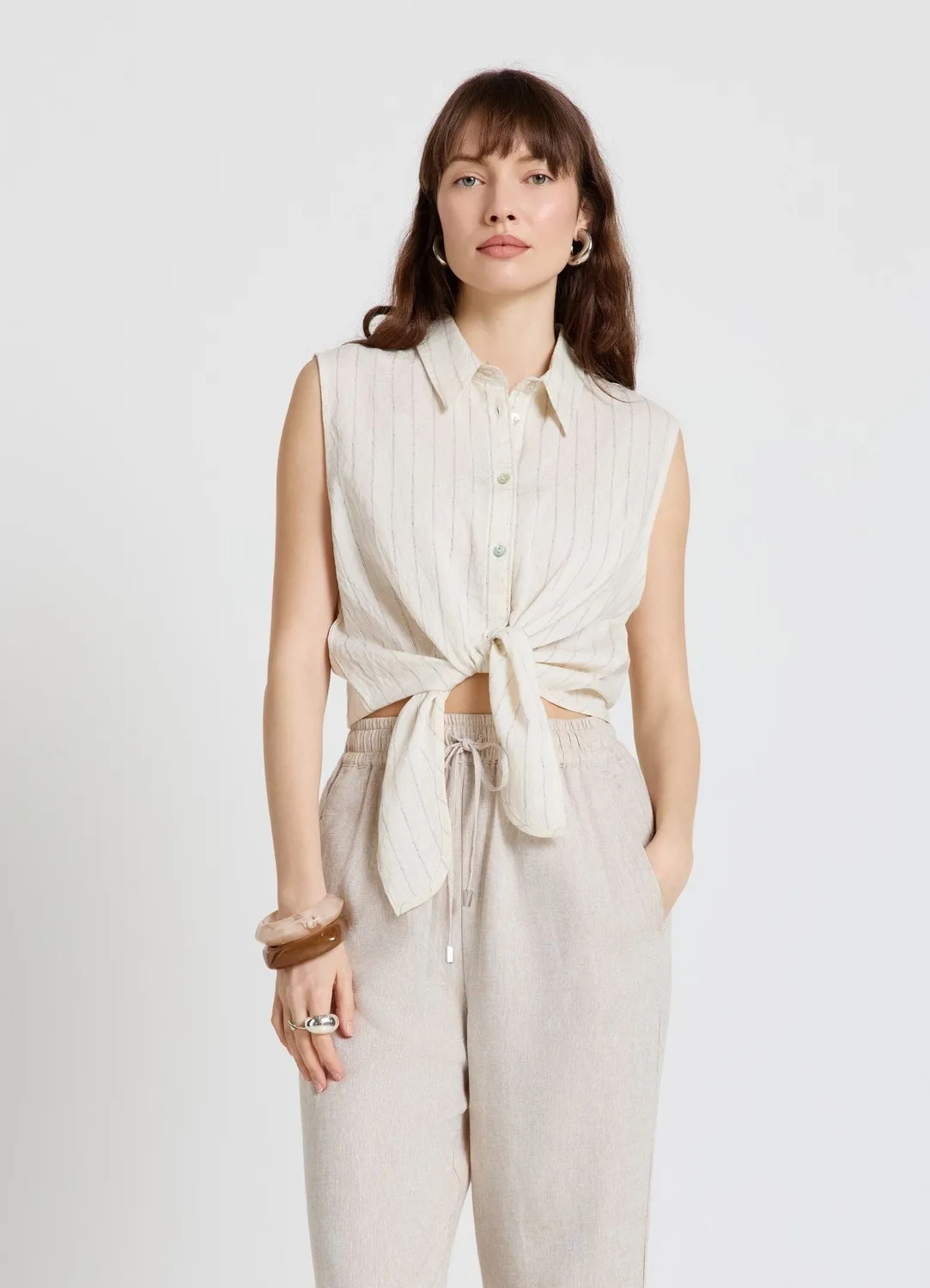 Calliope chemise sans manches femme rayée à nœud