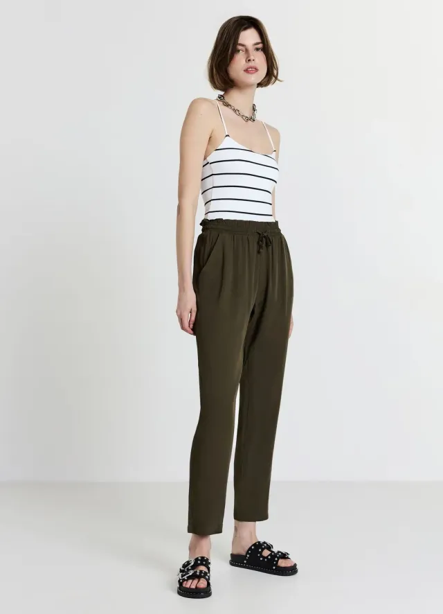 Calliope pantalon long uni femme à coulisse coupe regular