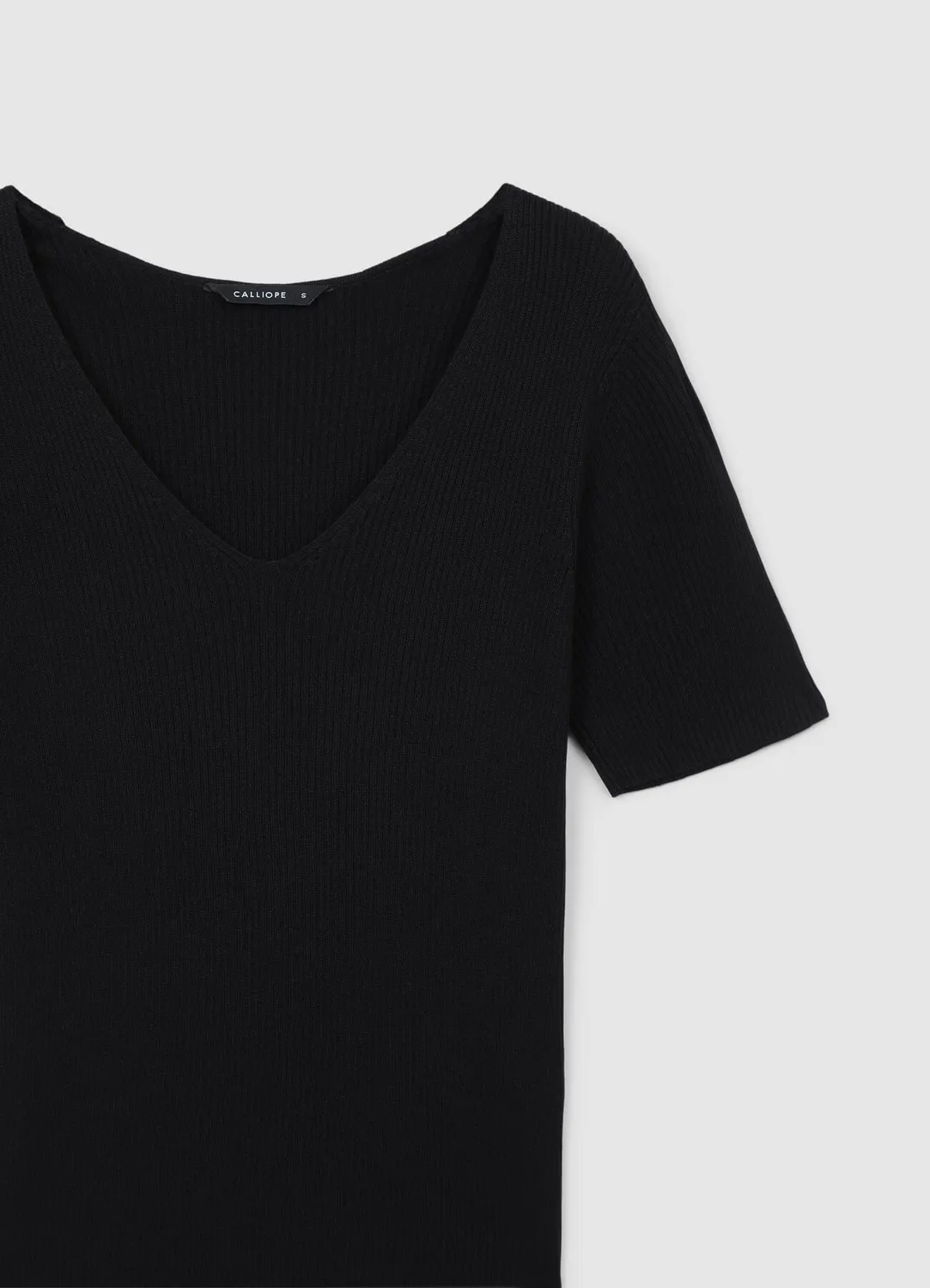 Calliope t-shirt col V femme côtelé uni