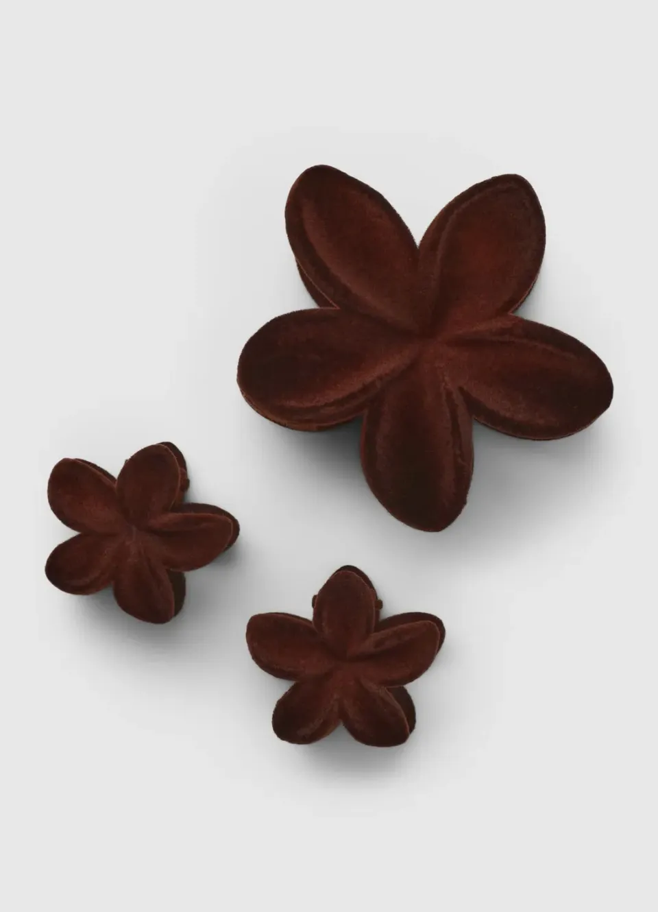 Calliope lot 3 pinces cheveux fleur effet flock