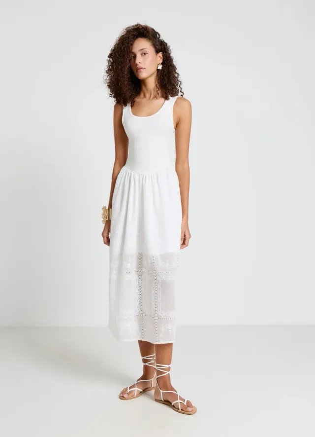 Calliope robe longue femme sans manches brodée