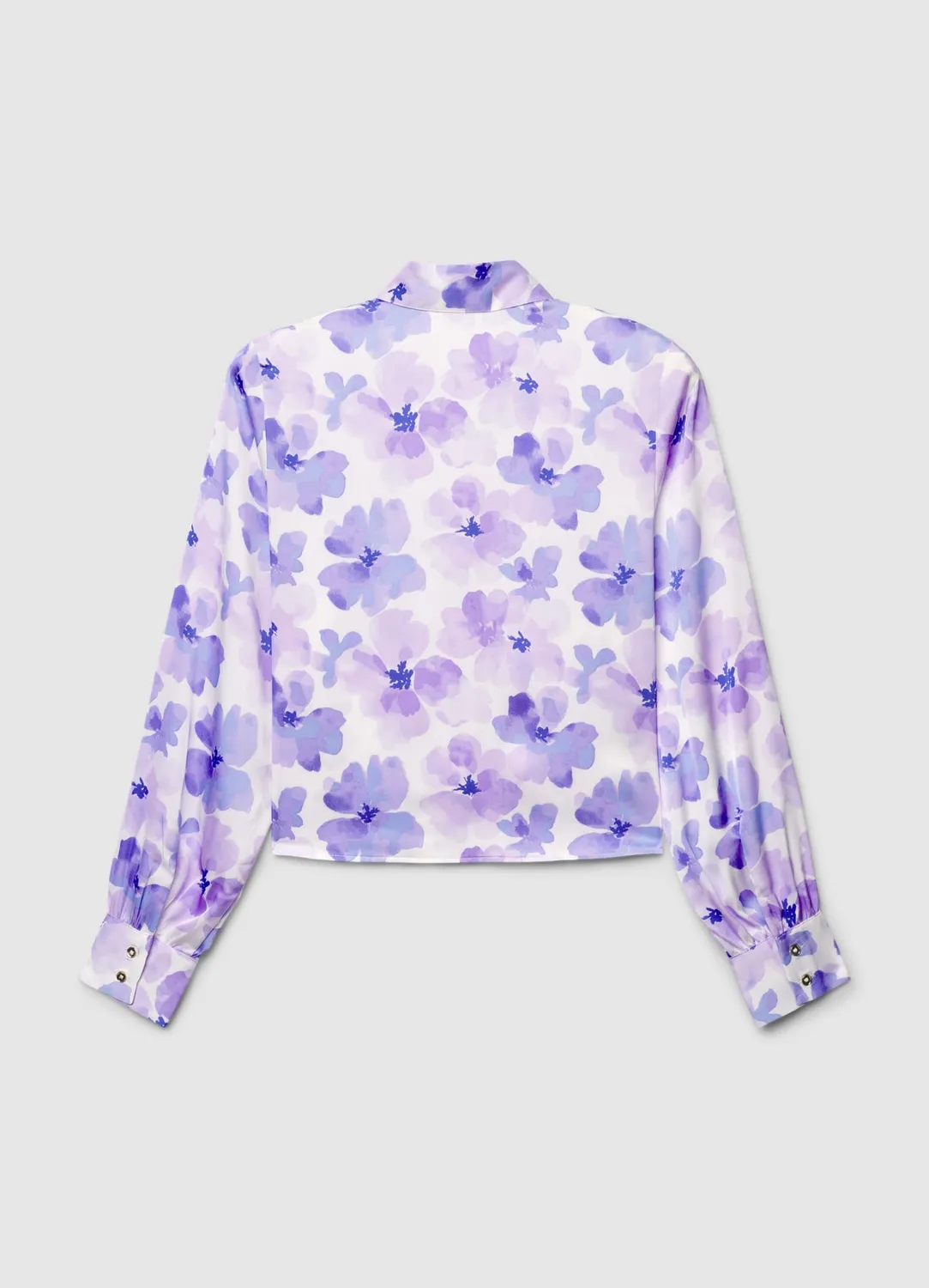 Calliope chemise satin fleuri femme crop manches ballon