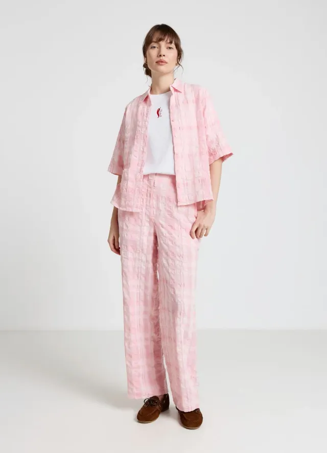Calliope Pantalon straight carreaux femme taille haute