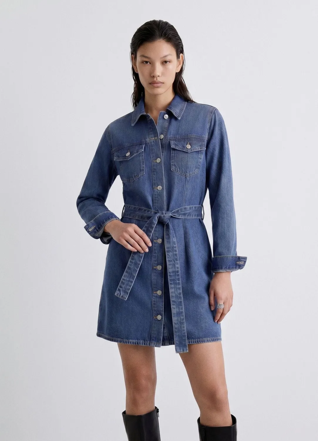 Calliope robe chemisier denim femme ceinture mini