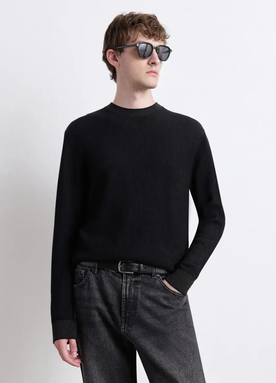 Calliope pull homme col rond côtes manches longues