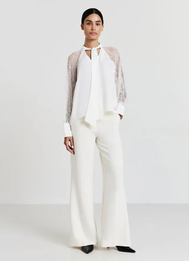 Calliope blouse à nœud femme manches dentelle