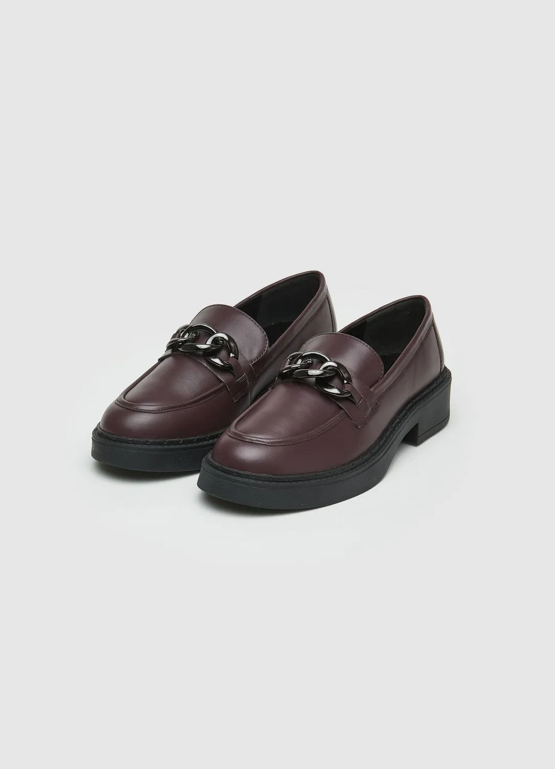 Calliope Mocassins chaine femme bout rond talon large