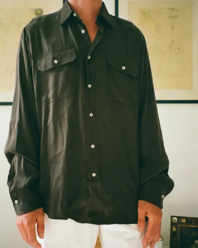 Erevan Camargue chemise viscose marron soirée