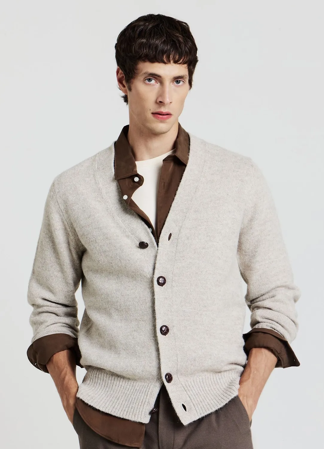 Calliope cardigan col V uni homme à boutons