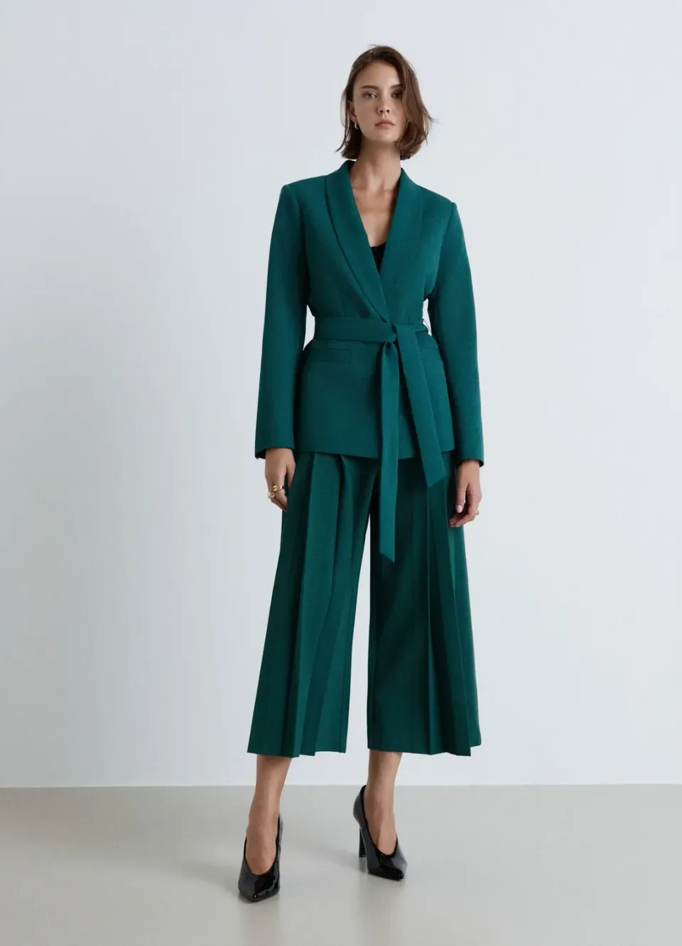 Calliope pantalon culotte femme plis taille haute cropped