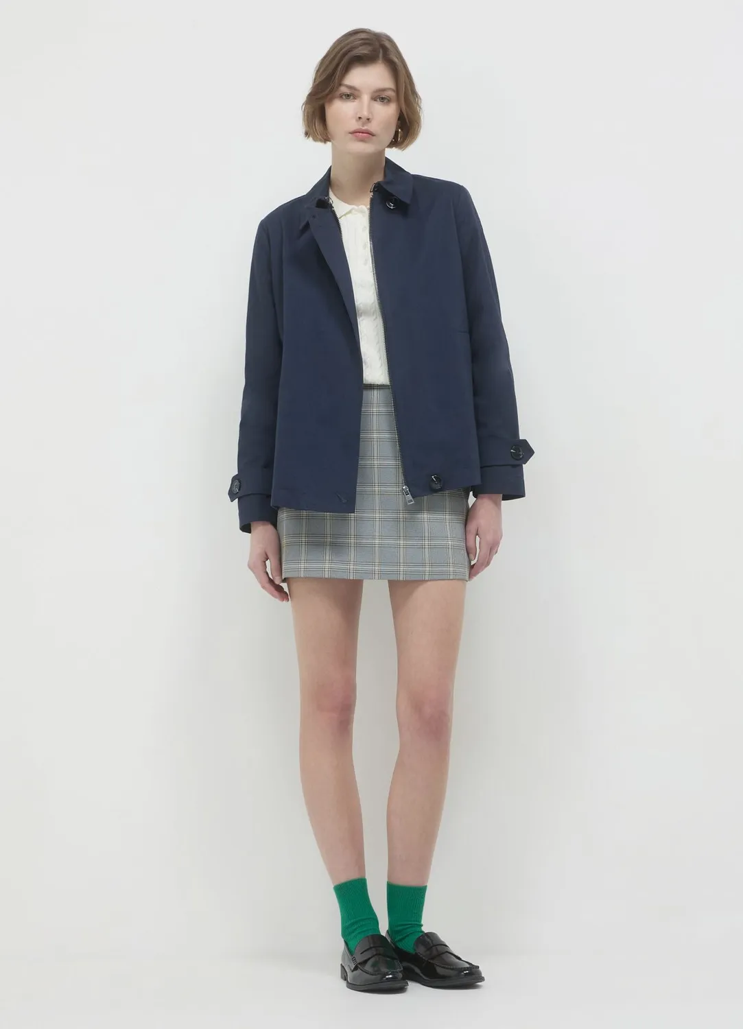 Calliope trench court uni coton zippé femme
