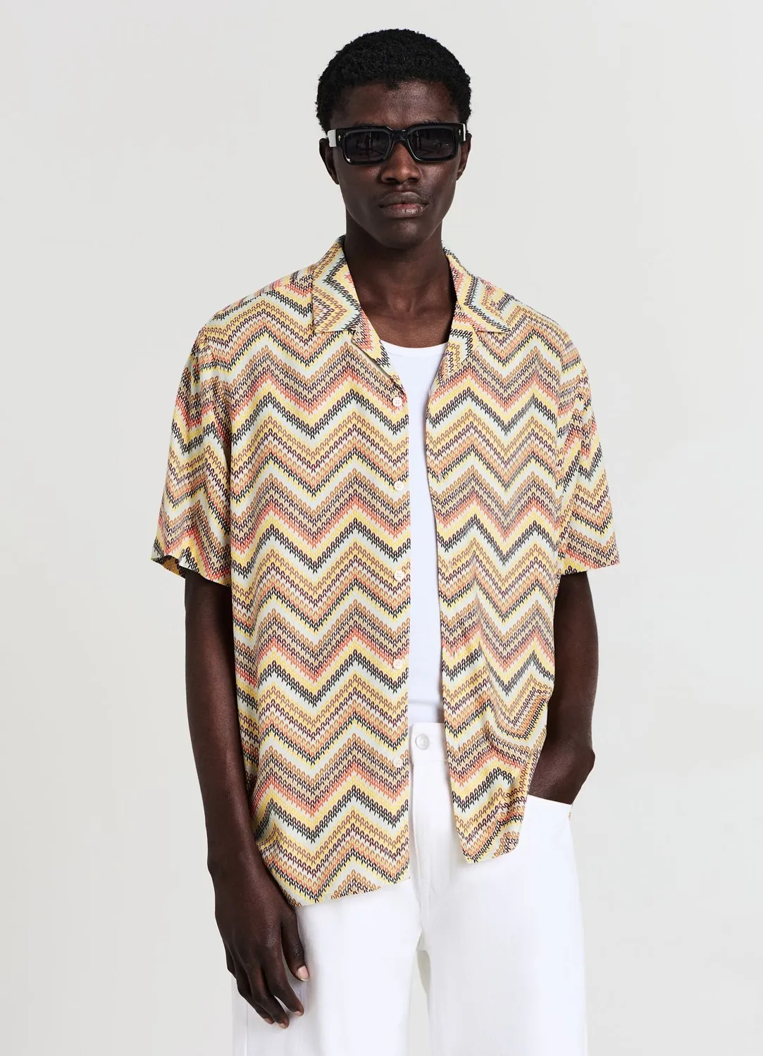 Calliope chemise bowling homme zigzag manches courtes