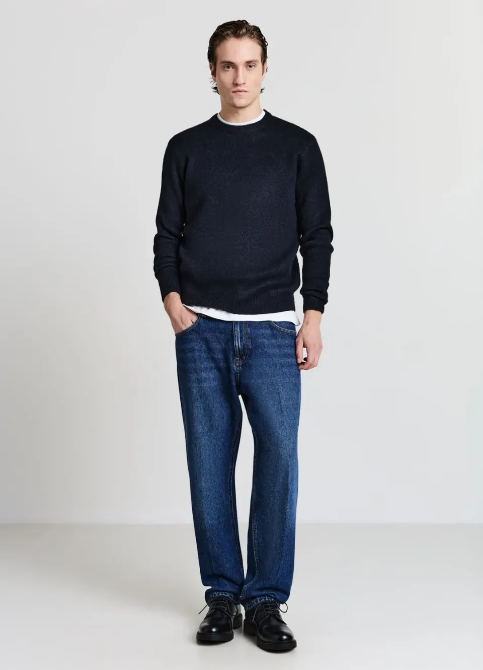 Calliope pull col rond maille poilue homme uni
