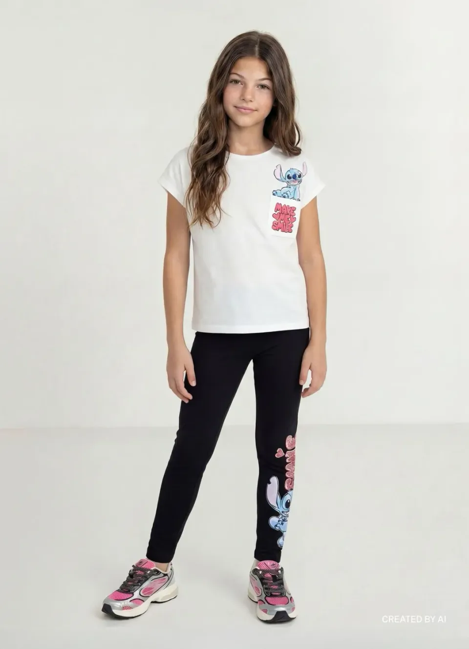 Calliope t-shirt Stitch fille manches courtes poche
