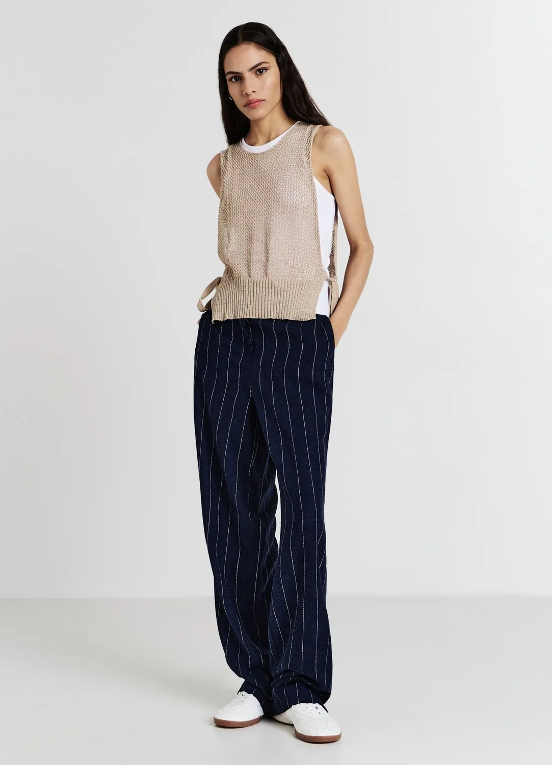 Calliope pantalon droit femme rayures craie taille élastique
