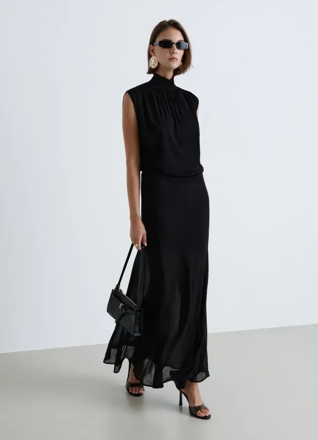 Calliope top col montant dos nu drapé femme