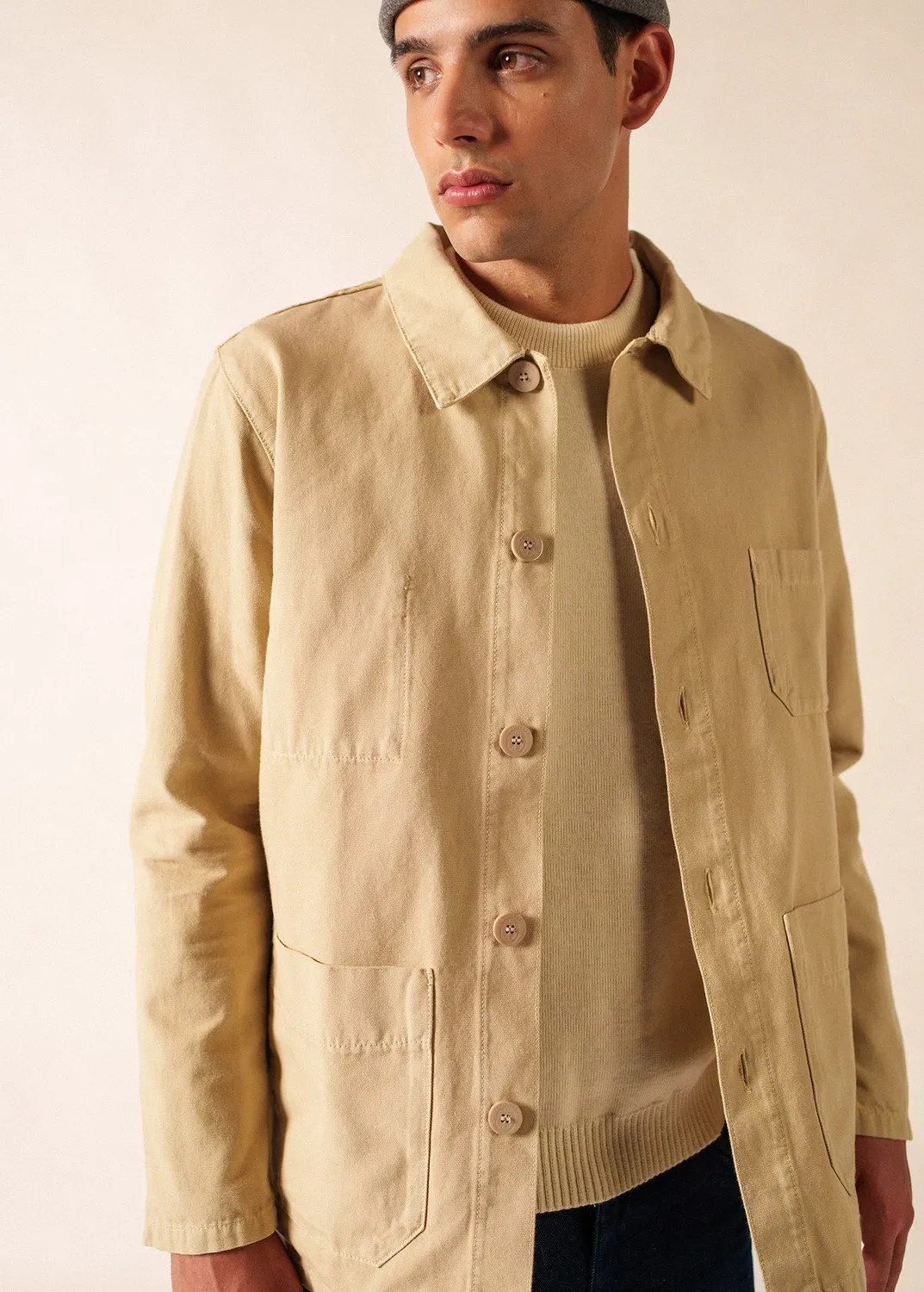 Saint James Sirocco veste coton sable coupe droite