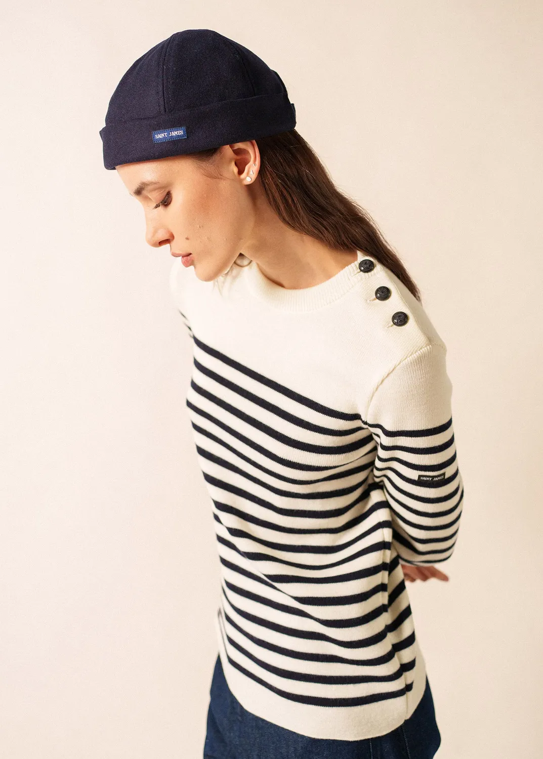 Saint James Miki bonnet marin navy drap laine